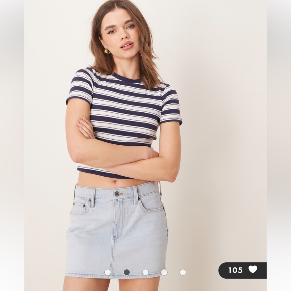 NWT Abercrombie & Finch light denim mini skirt sz 27 - Picture 2 of 6
